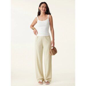 OGL Wrinkle-resistant Cotton-linen Mid Rise Straight Leg Pant  XL Beige NWT